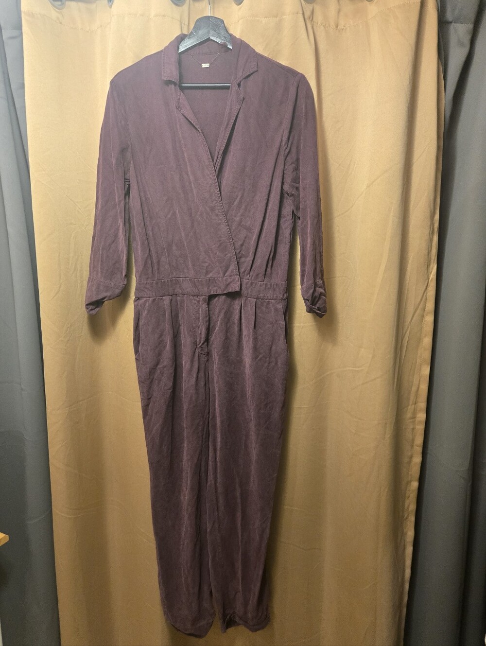 Young Fabulous And Broke Long-Sleeve Jumpsuit Dress in Plum Size Medium